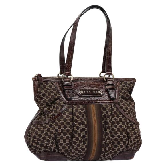 CELINE Macadam Canvas Tote Bag Brown - Picture 1 of 16